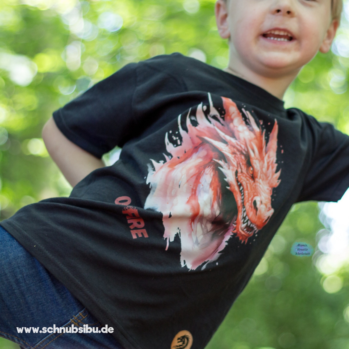 Bügelbild Drache rot